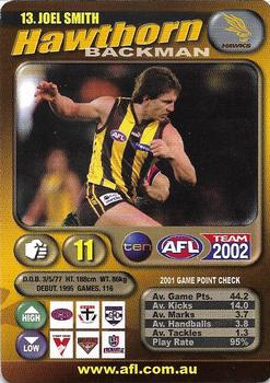 2002 Team Zone AFL Team #13 Joel Smith Front
